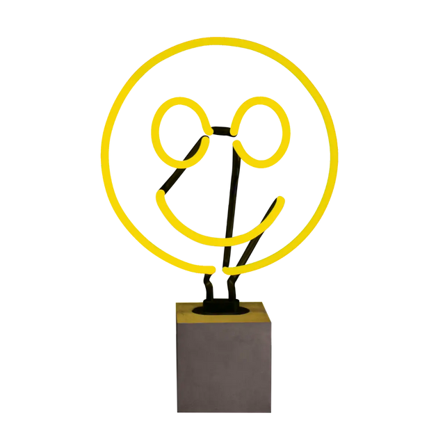 Glas Neon Tischlampe mit Betonsockel - Smiley von Locomocean