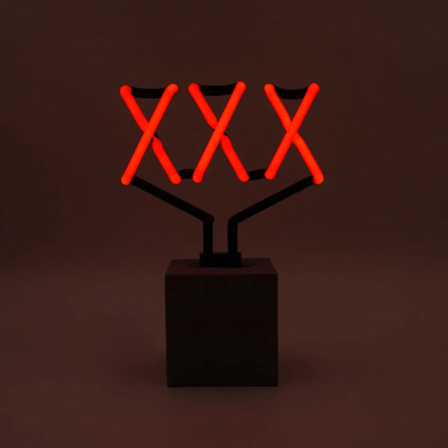 Glas Neon Tischlampe mit Betonsockel - XXX von Locomocean