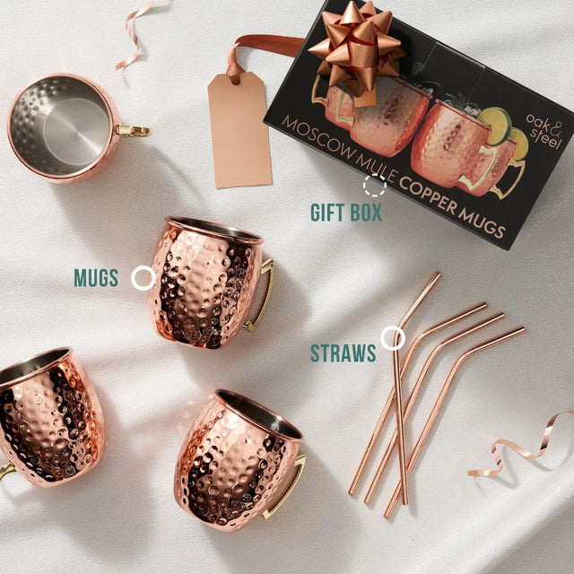 Edelstahl Moscow Mule Gläser 4er-Set von Oak & Steel