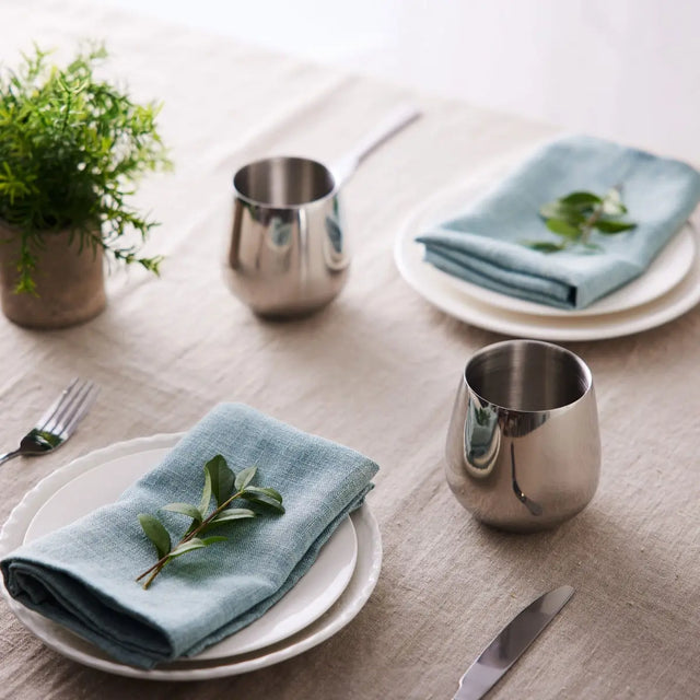 Edelstahl Trinkbecher Silber 4er-Set inkl. Trinkhalmen von Oak & Steel