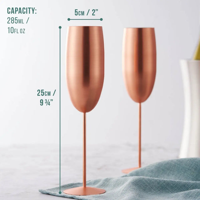 Edelstahl Sektgläser Flute Roségold Matt 4er-Set von Oak & Steel