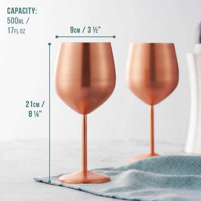 Edelstahl Weingläser Roségold Matt 4er-Set von Oak & Steel