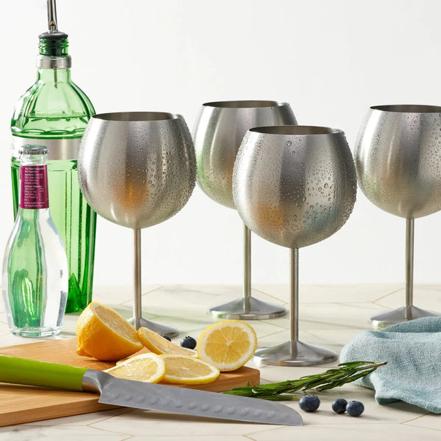 Edelstahl Gin Gläser Silber 4er-Set von Oak & Steel