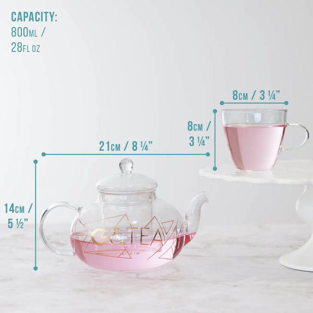 Gin Teekrug aus Glas mit Tassen von Oak & Steel