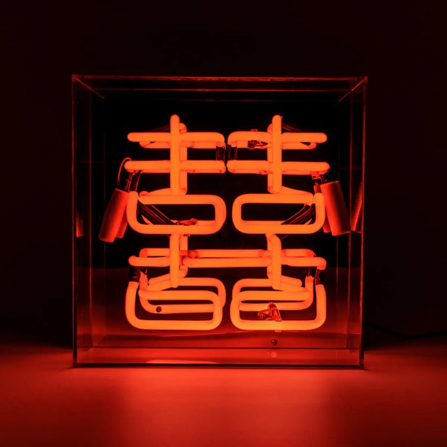 Quadratische Acryl-Box Neon - Double Happiness von Locomocean