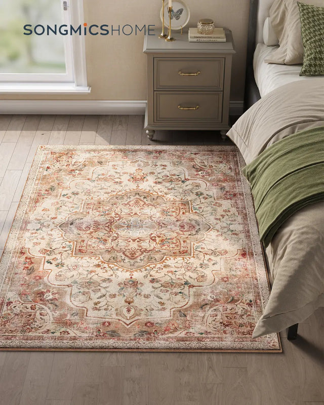 Wohnzimmerteppich Rutschfest Vintage Beige 120 x 170 cm von Songmics