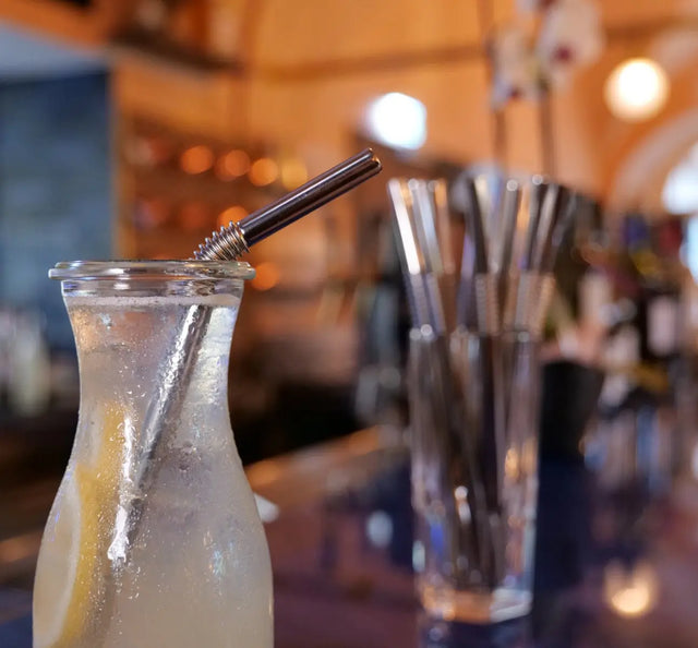 Edelstahl Trinkhalme Biegbar Silber 4er Set 22cm von Turtleneck Straw