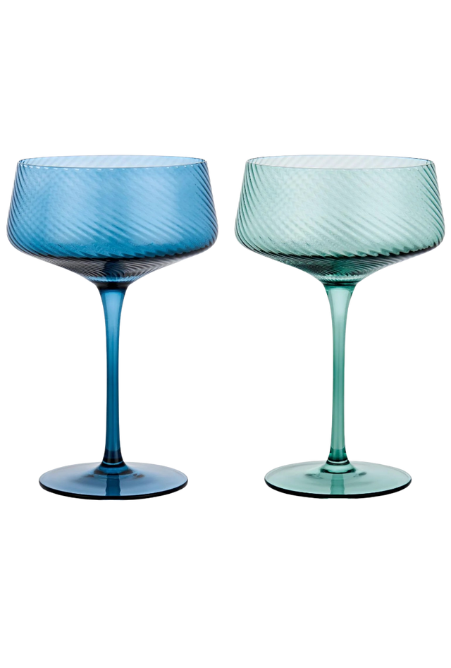 Champagnerschalen Twist 2er-Set grün/blau von Uberstar