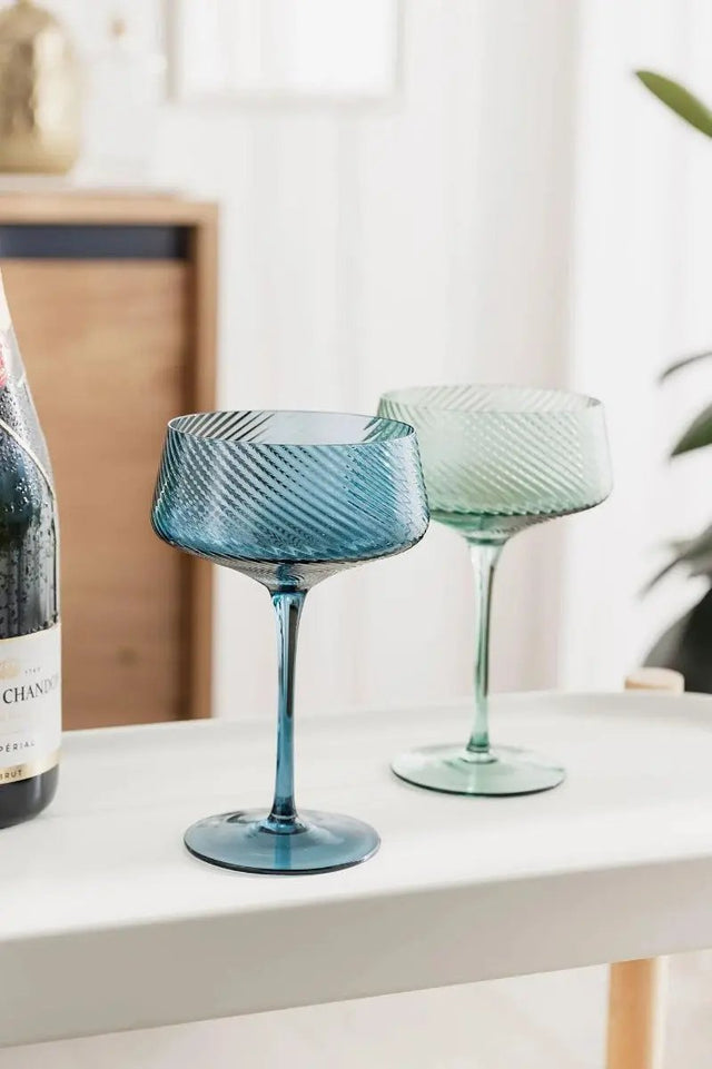 Champagnerschalen Twist 2er-Set grün/blau von Uberstar