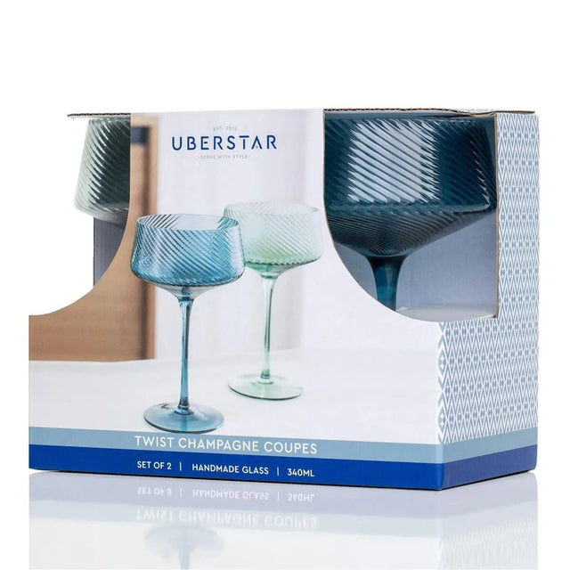 Champagnerschalen Twist 2er-Set grün/blau von Uberstar