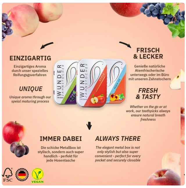 Zahnstocher Juicy-Pack für den Frischekick von Wunder Zahnstocher