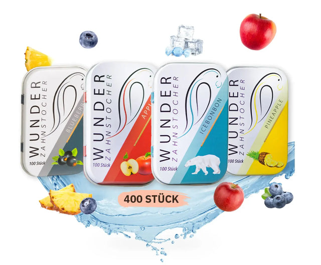 Zahnstocher Starterpack 4 Geschmacksrichtungen von Wunder Zahnstocher