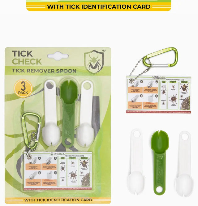 Zeckenentferner Mensch und Tier Löffelset 3er mit Karabiner für Rucksack oder Hund von Tickcheck