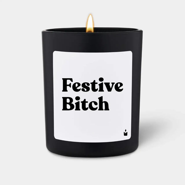 Duftkerze Schwarz Woody Festive Bitch von ChattyCandles