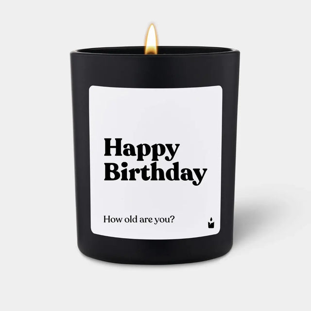 Duftkerze Schwarz Flowery Happy Birthday - How old are you? von ChattyCandles