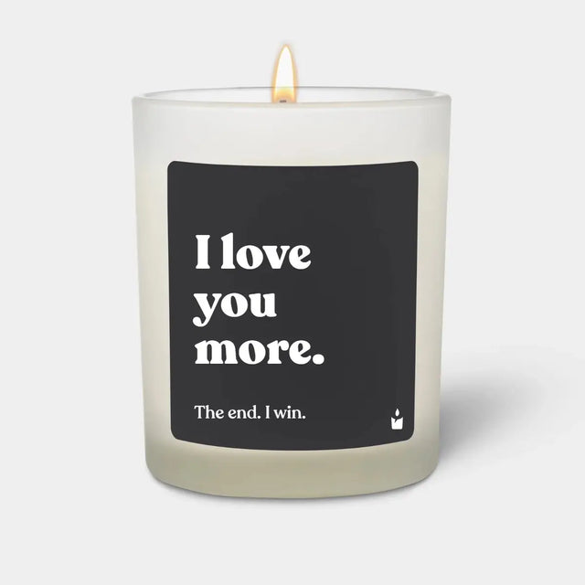 Duftkerze Weiss Woody I love you more. The end. I win. von ChattyCandles
