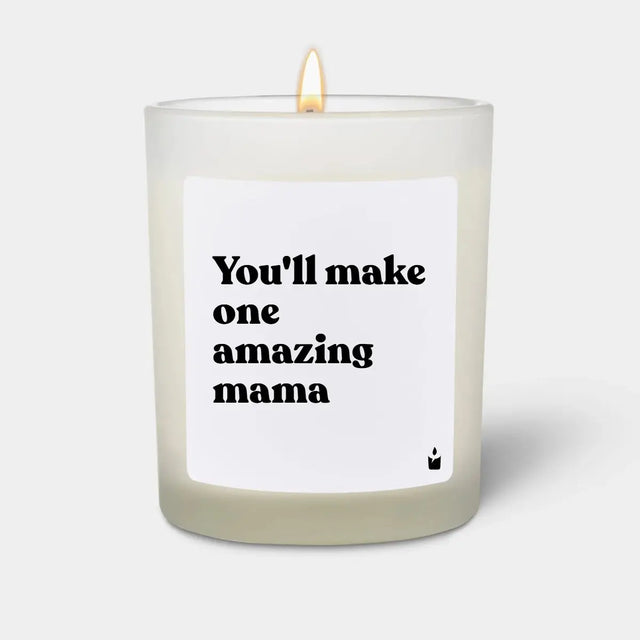 Duftkerze Weiss Woody You'll make one amazing mama von ChattyCandles