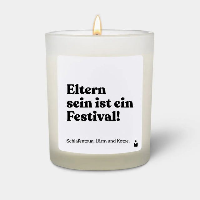 Duftkerze Weiss Woody Eltern sein ist ein Festival! Schlafentzug, Lärm und Kotze. von ChattyCandles