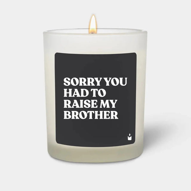 Duftkerze Weiss Woody Sorry you had to raise my brother von ChattyCandles