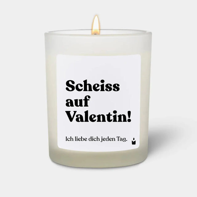 Duftkerze Weiss Flowery Scheiss auf Valentin! Ich liebe dich jeden Tag. von ChattyCandles