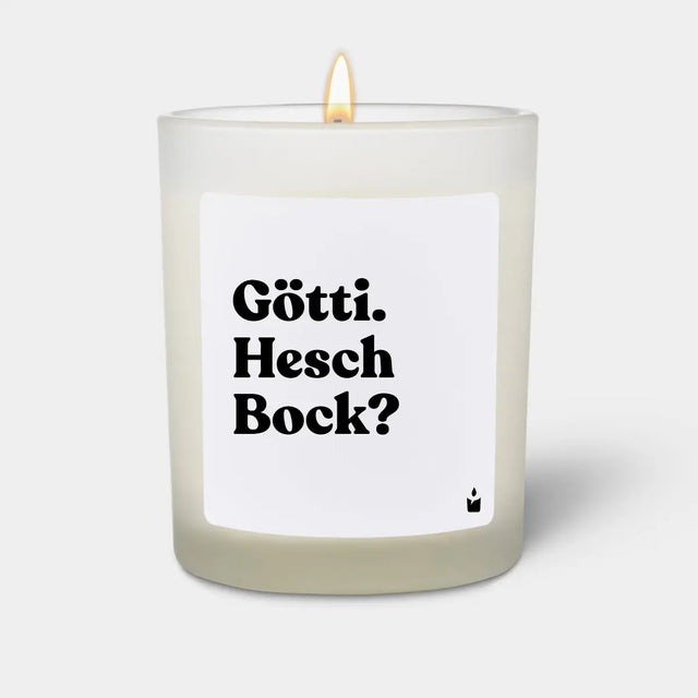 Duftkerze Weiss Flowery Götti. Hesch Bock? von ChattyCandles
