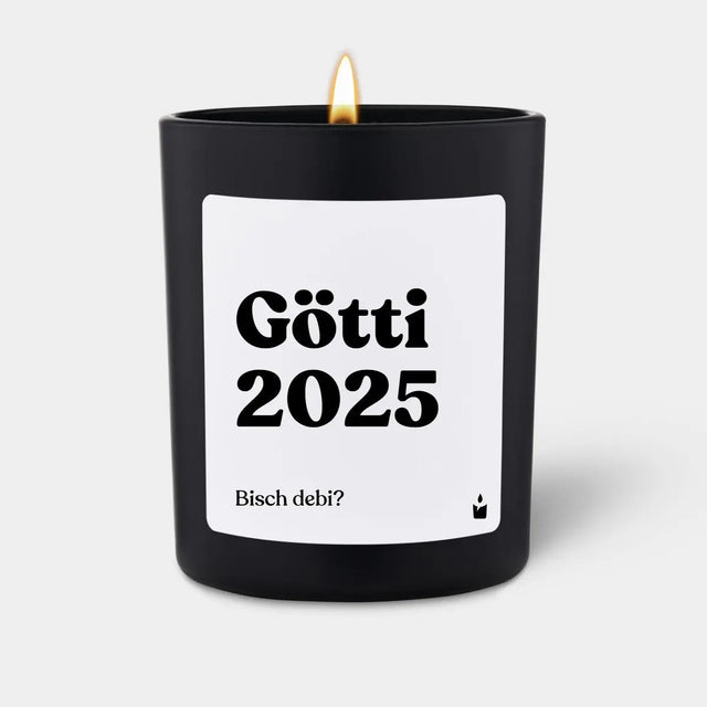 Duftkerze Schwarz Flowery Götti 2025. Bisch debi? von ChattyCandles