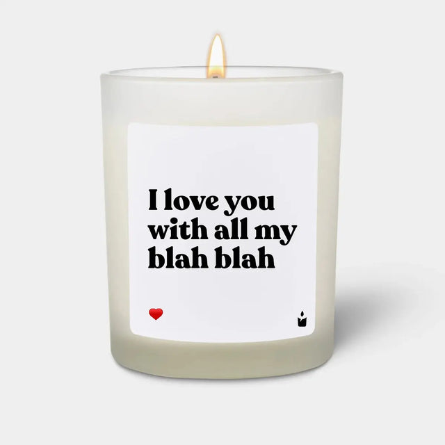 Duftkerze Weiss Woody I love you with all my blah blah von ChattyCandles