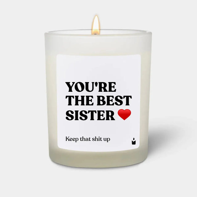 Duftkerze Weiss Woody You're the best sister von ChattyCandles