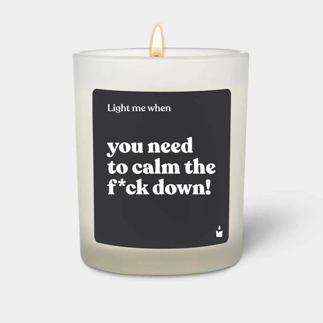Duftkerze Weiss Woody Light me when you need to calm the f*ck down! von ChattyCandles