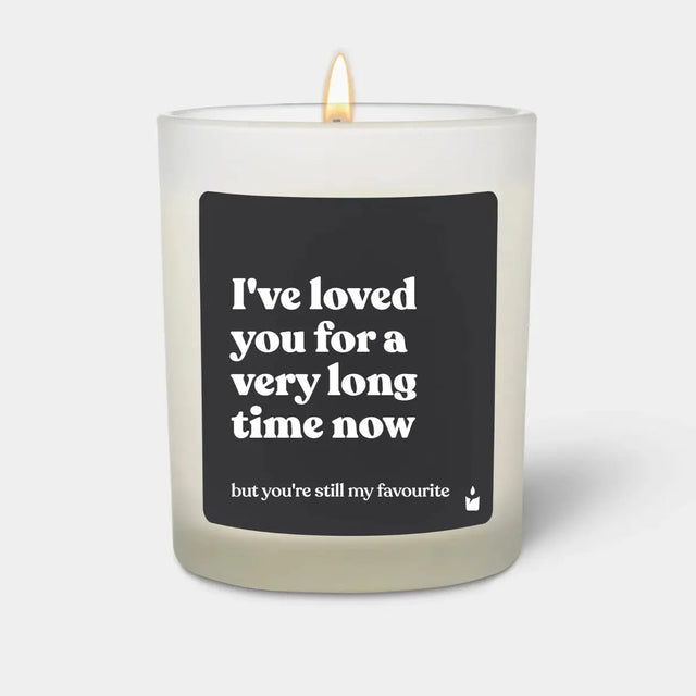 Duftkerze Weiss Woody I've loved you for a very long time now but you're still my favourite von ChattyCandles