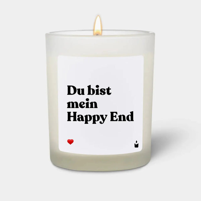 Duftkerze Weiss Woody Du bist mein Happy End von ChattyCandles