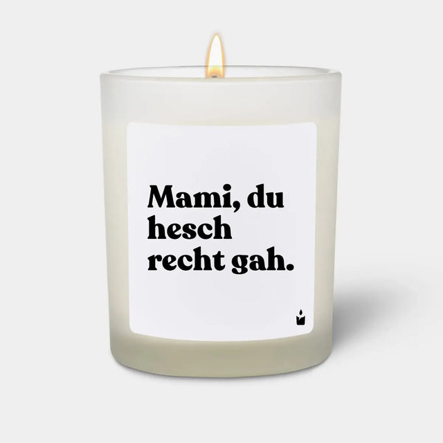 Duftkerze Weiss Flowery Mami, du hesch recht gah. von ChattyCandles