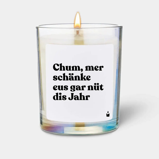 Duftkerze Rainbow Flowery Chum, mer schänke eus gar nüt dis Jahr von ChattyCandles