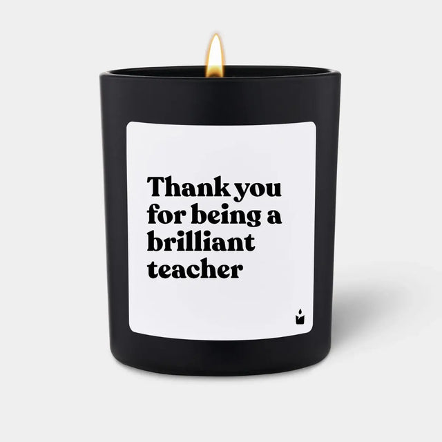 Duftkerze Schwarz Woody Thank you for being a brilliant teacher von ChattyCandles
