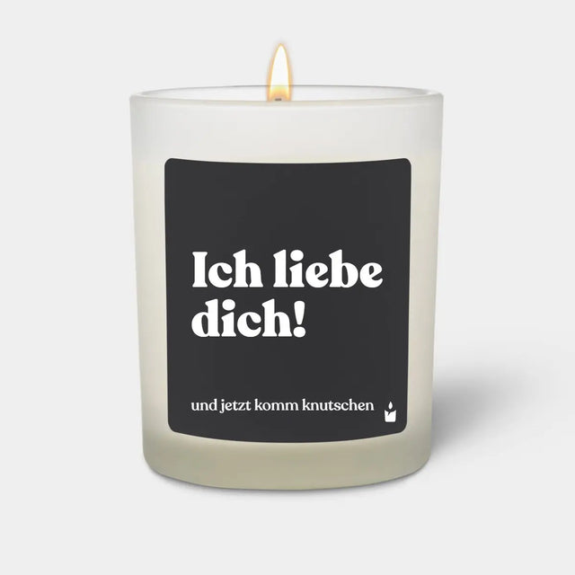 Duftkerze Weiss Woody Ich liebe dich und jetzt komm knutschen von ChattyCandles