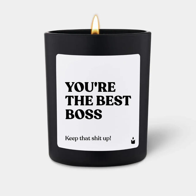 Duftkerze Schwarz Woody You're the best boss von ChattyCandles