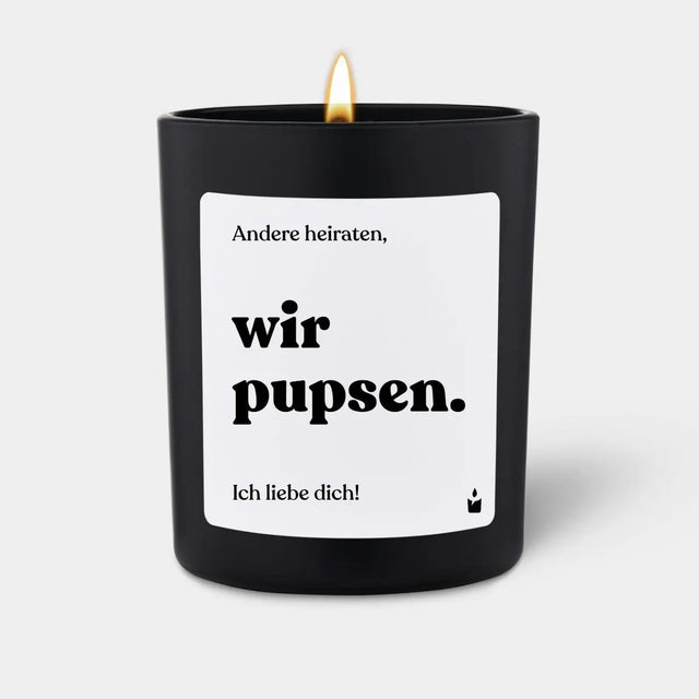 Duftkerze Schwarz Woody Andere heiraten, wir pupsen. von ChattyCandles