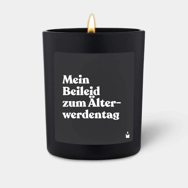 Duftkerze Schwarz Flowery Mein Beileid zum Älterwerdentag von ChattyCandles