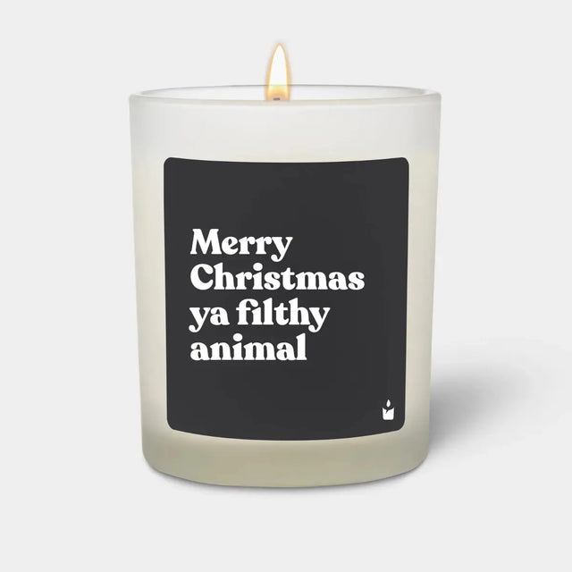 Duftkerze Weiss Woody Merry Christmas ya filthy animal von ChattyCandles