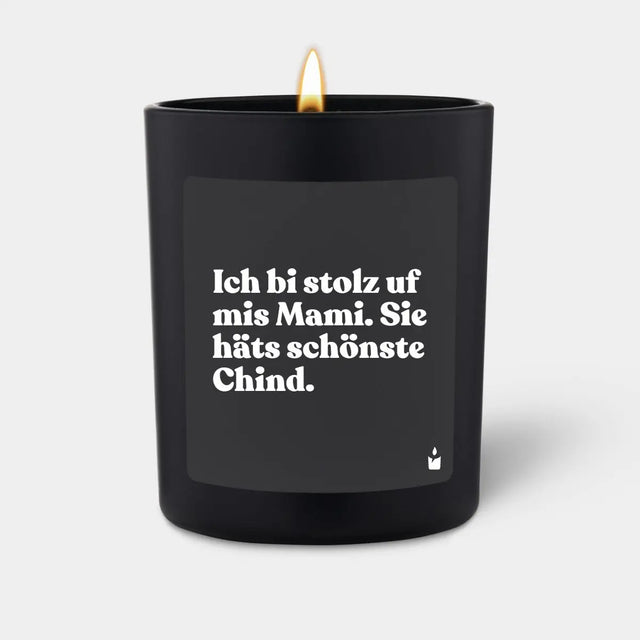 Duftkerze Schwarz Flowery Ich bi stolz uf mis Mami. Sie häts schönste Chind. von ChattyCandles