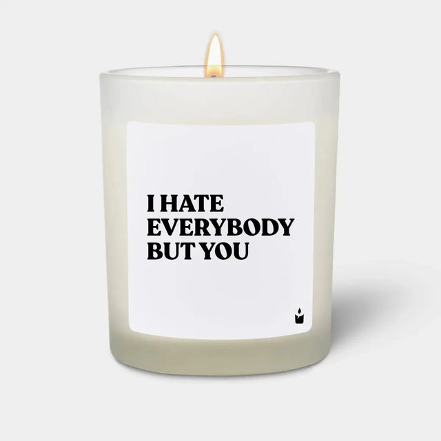Duftkerze Weiss Woody I hate everybody but you von ChattyCandles