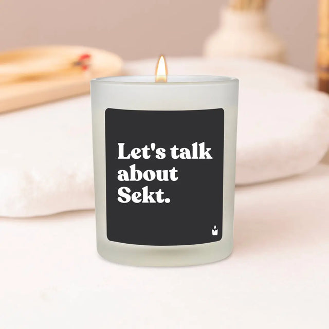 Duftkerze Weiss Flowery Let's talk about Sekt. von ChattyCandles