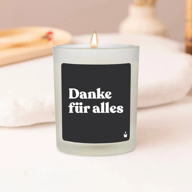 Duftkerze Weiss Woody Danke für alles von ChattyCandles