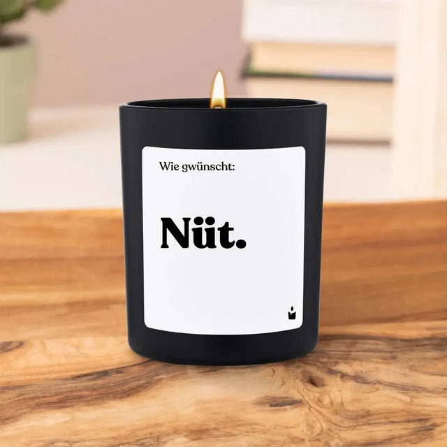 Duftkerze Schwarz Woody Wie gwünscht: Nüt. von ChattyCandles