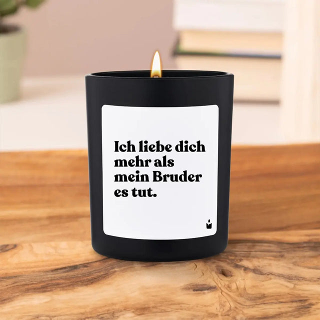 Duftkerze Schwarz Woody Ich liebe dich mehr als mein Bruder es tut. von ChattyCandles