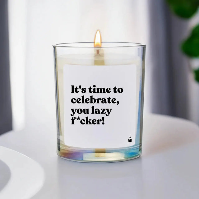 Duftkerze Rainbow Flowery It's time to celebrate, you lazy f*cker! von ChattyCandles