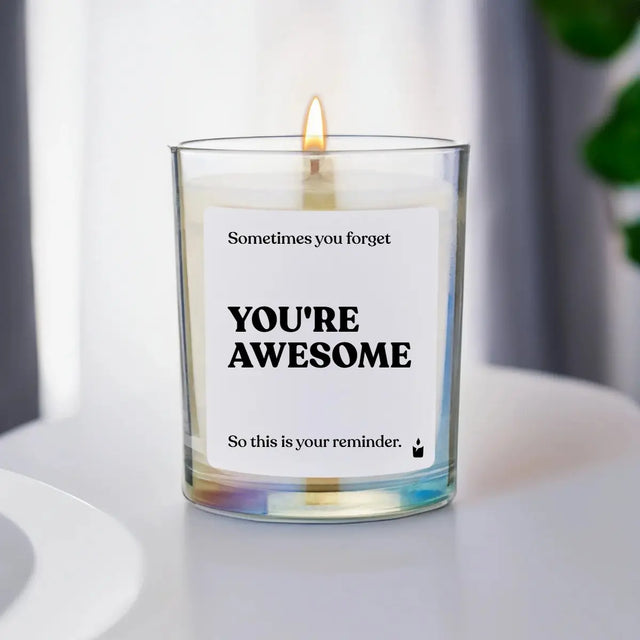 Duftkerze Rainbow Flowery Sometimes you forget - you're awesome - so this is your reminder von ChattyCandles