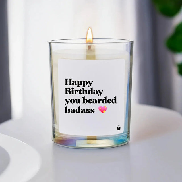 Duftkerze Rainbow Woody Happy Birthday you bearded badass von ChattyCandles