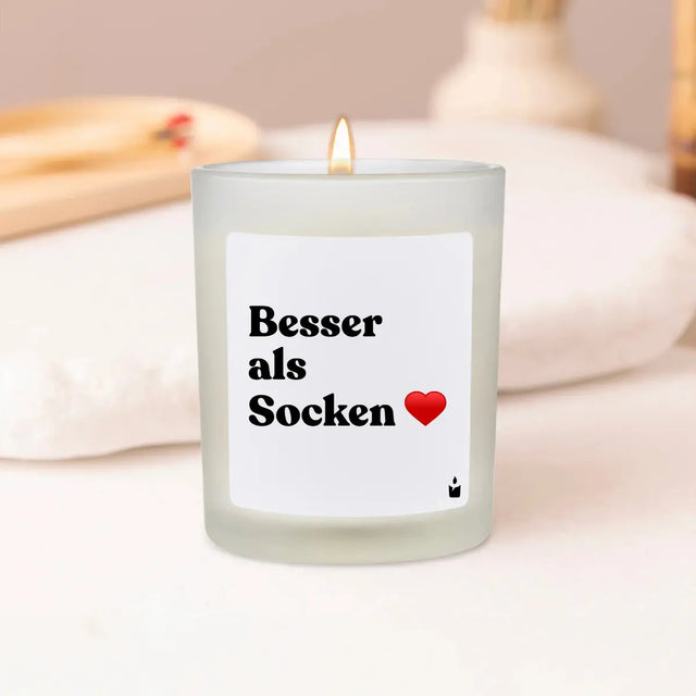 Duftkerze Weiss Woody Besser als Socken von ChattyCandles