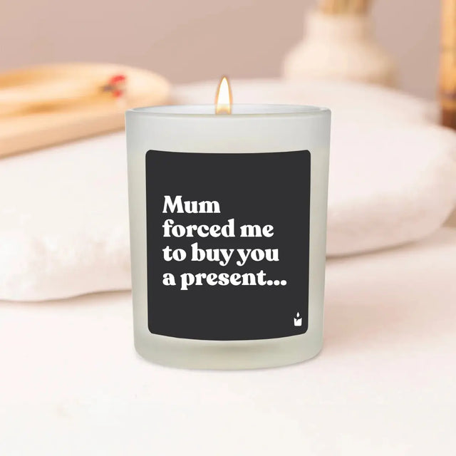 Duftkerze Weiss Woody Mum forced me to buy you a present... von ChattyCandles